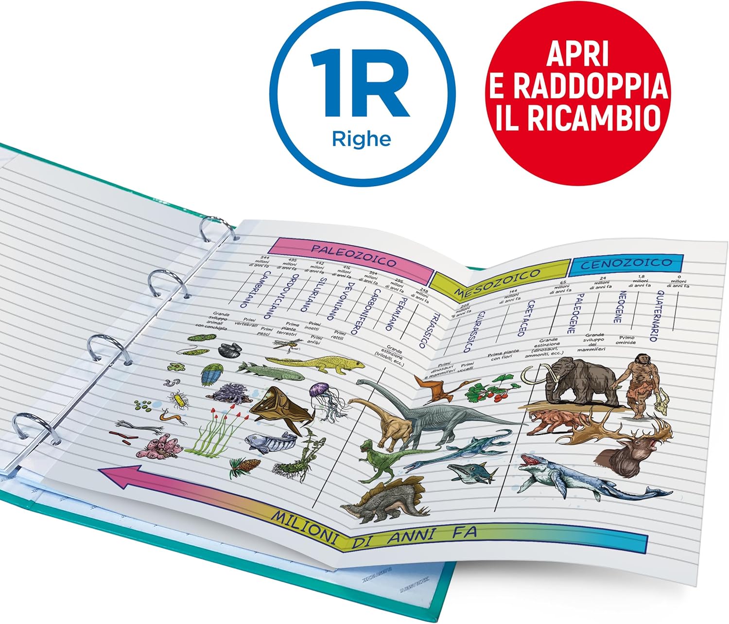 Blasetti - Ricambi DOPPI ideali per schemi, ricerche, disegni. Fogli formato A4 doppio, carta da 100gr, con fori d'archiviazione - Rigatura 1R