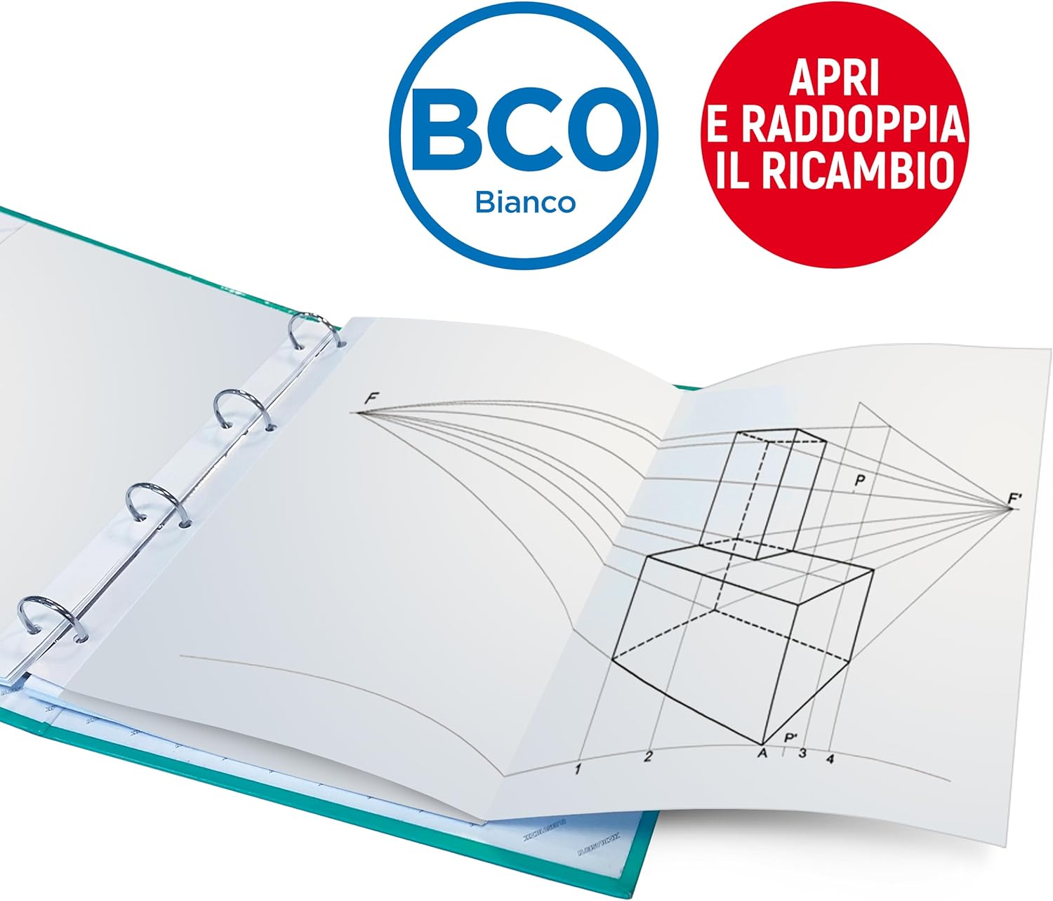 Blasetti - Ricambi DOPPI ideali per schemi, ricerche, disegni. Fogli formato A4 doppio, carta da 100gr, con fori d'archiviazione - BCO