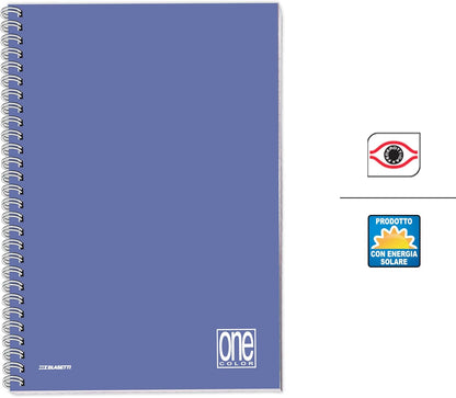 Blasetti One Color - Quaderno con spirale laterale formato A4 con fori archiviazione, Confezione da 5 pezzi, Carta 80gr, Copertina in cartoncino monocromatica - Rigatura BCO (Bianco