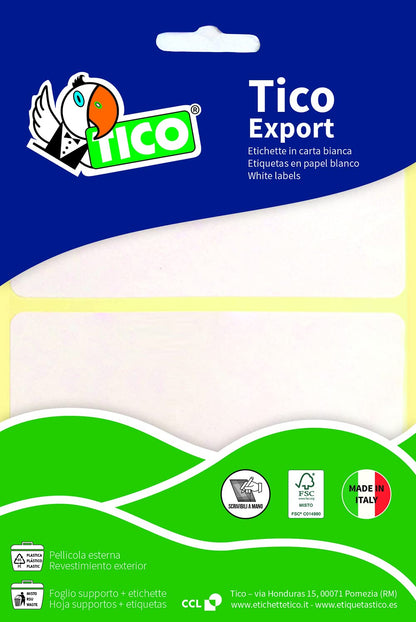 Tico E-2214 Etichetta Adesiva, Confezione da 10 Fogli, Bianco