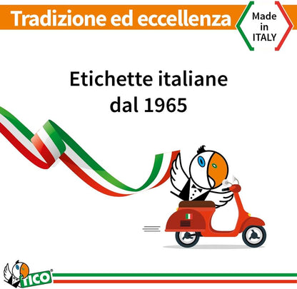 Tico Italia LP4W-7037 Etichette adesive bianche multiuso, 100 fogli A4, rettangolari 70x37mm, 24 etichette per foglio, adesivo permanente, stampanti laser e inkjet