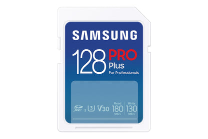 Samsung Memorie PRO Plus Scheda SD per Fotografia da 128 GB, UHS-I U3, Fino a 180 MB/s (MB-SD128S/EU