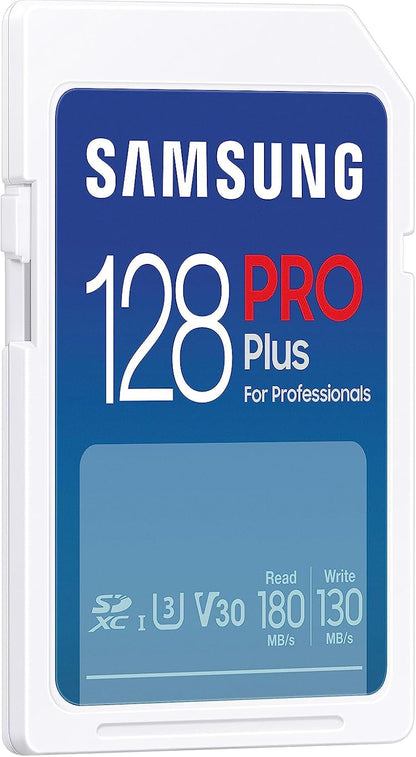 Samsung Memorie PRO Plus Scheda SD per Fotografia da 128 GB, UHS-I U3, Fino a 180 MB/s (MB-SD128S/EU