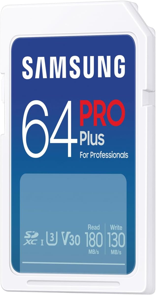 Samsung Memorie PRO Plus Scheda SD per Fotografia da 64 GB, UHS-I U3, Fino a 180 MB/s (MB-SD64S/EU