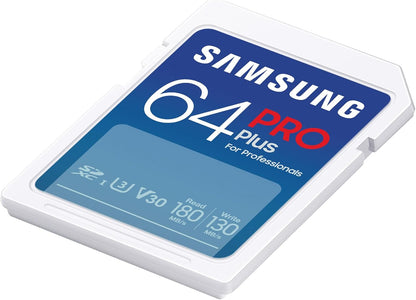 Samsung Memorie PRO Plus Scheda SD per Fotografia da 64 GB, UHS-I U3, Fino a 180 MB/s (MB-SD64S/EU