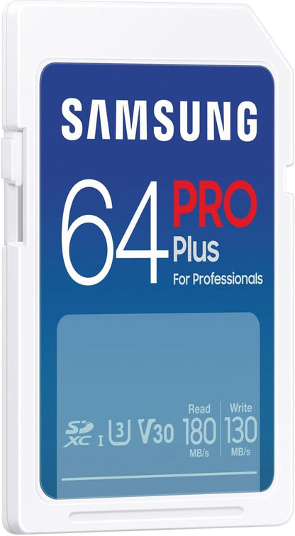 Samsung Memorie PRO Plus Scheda SD per Fotografia da 64 GB, UHS-I U3, Fino a 180 MB/s (MB-SD64S/EU