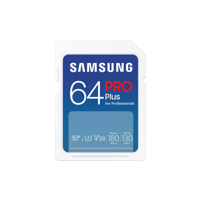 Samsung Memorie PRO Plus Scheda SD per Fotografia da 64 GB, UHS-I U3, Fino a 180 MB/s (MB-SD64S/EU