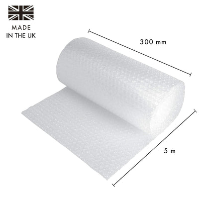 Pukka Pad, Pukka Post –Lightweight Protective Bubble Cushioning Wrap for Packaging and Mailing, Small Air Bubbles, 300mm x 5m Roll, Clear for Packing or Storage Boxes