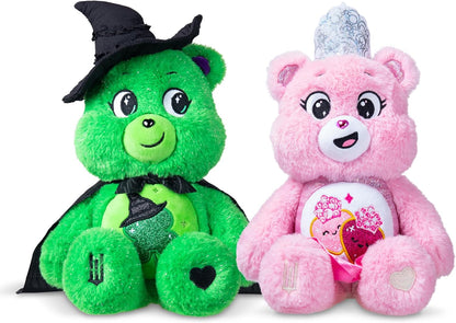 Care Bears Basic Fun x Wicked 30cm Plush 2-Pack – Good Luck Bear as Elphaba & Love-A-Lot Bear as Glinda – Limited Edition Soft Toys – Collectible Gift Set for Kids & Fans