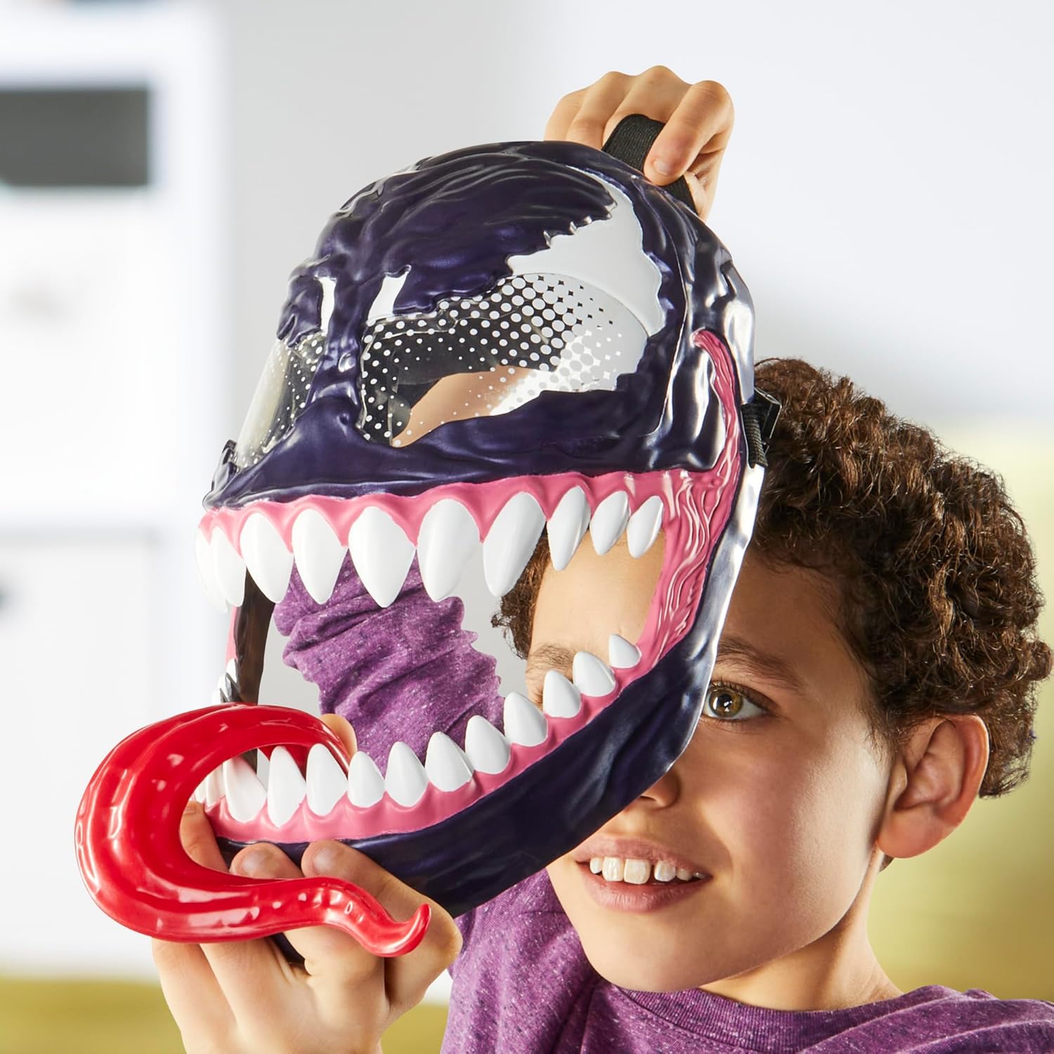 Marvel Spider-Man VenomVersus Venom Roleplay Mask For Kids Ages 5+, Creepy Costume Accessory With Movable Tongue Feature & Adjustable Strap, Great Gift For Kids, Perfect Halloween Costume For Children