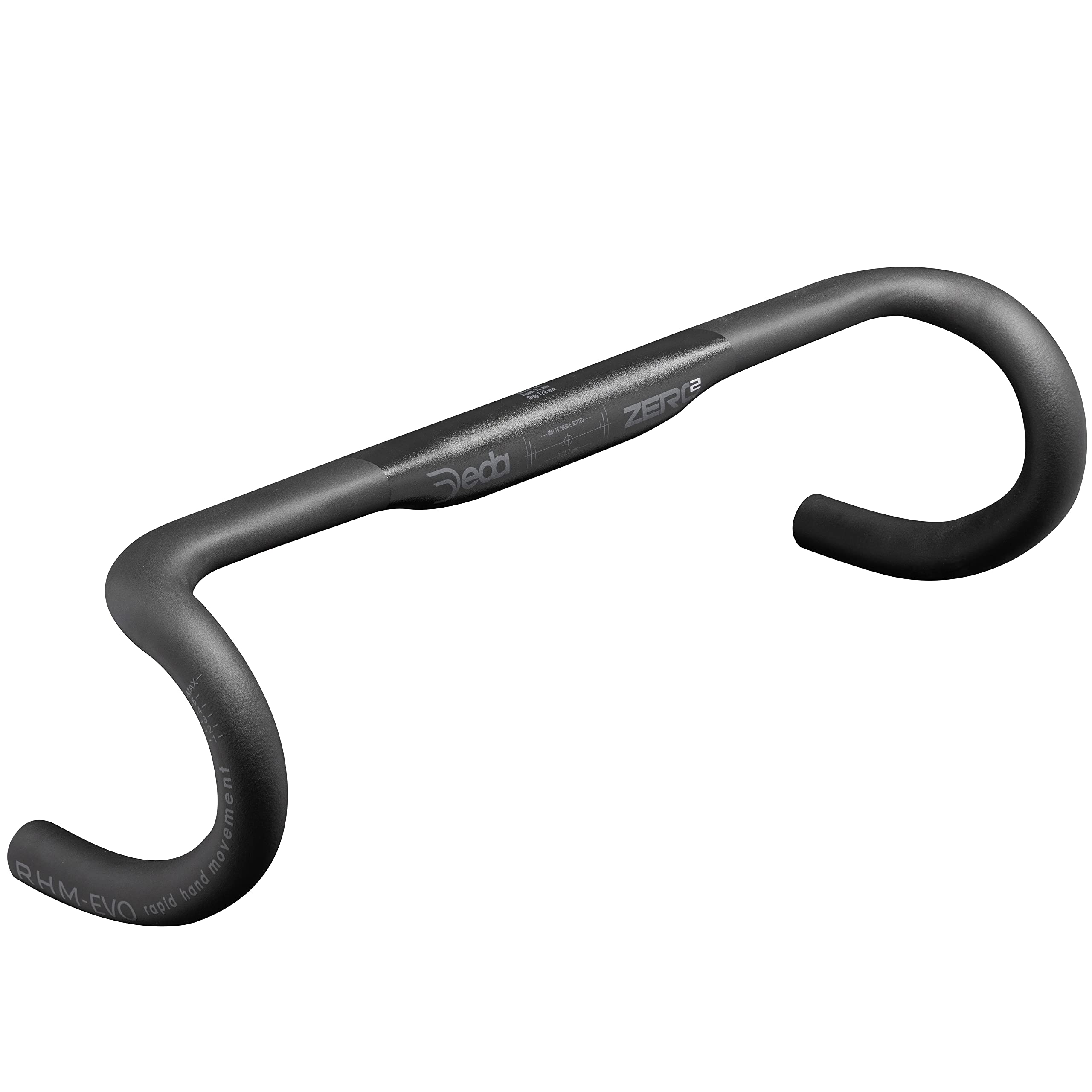 Deda Elementi Zero2 DCR RHM-Evo Drop Handlebar, PoB (Polished on Black), 38cm