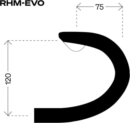 Deda Elementi Zero2 DCR RHM-Evo Drop Handlebar, PoB (Polished on Black), 38cm