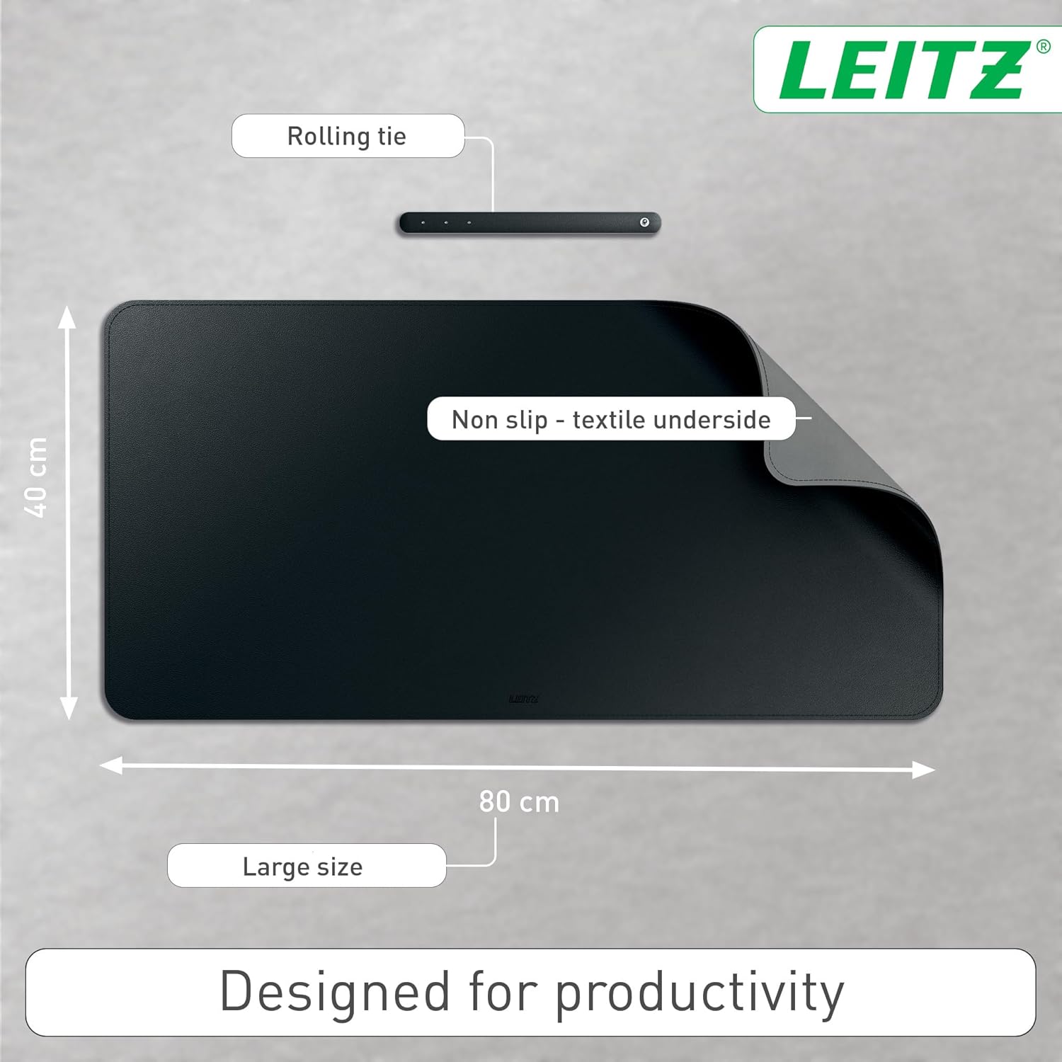 Leitz Desk Mat 40x80cm Black - 53820095