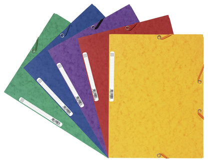 Exacompta - Ref 55515E - Europa Collection - Elasticated 3-Flap Folders - Suitable for A4 Documents, 400gsm Glossy Card - Assorted Colours (Pack of 10