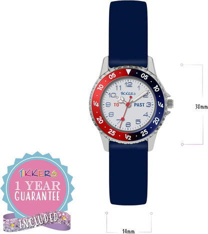 Tikkers Boys Navy Silicone Strap Time Teacher Watch ATK1040