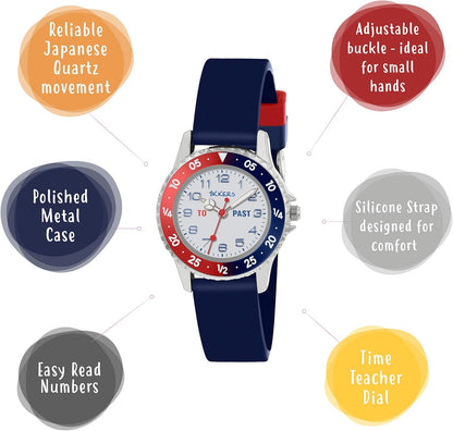 Tikkers Boys Navy Silicone Strap Time Teacher Watch ATK1040
