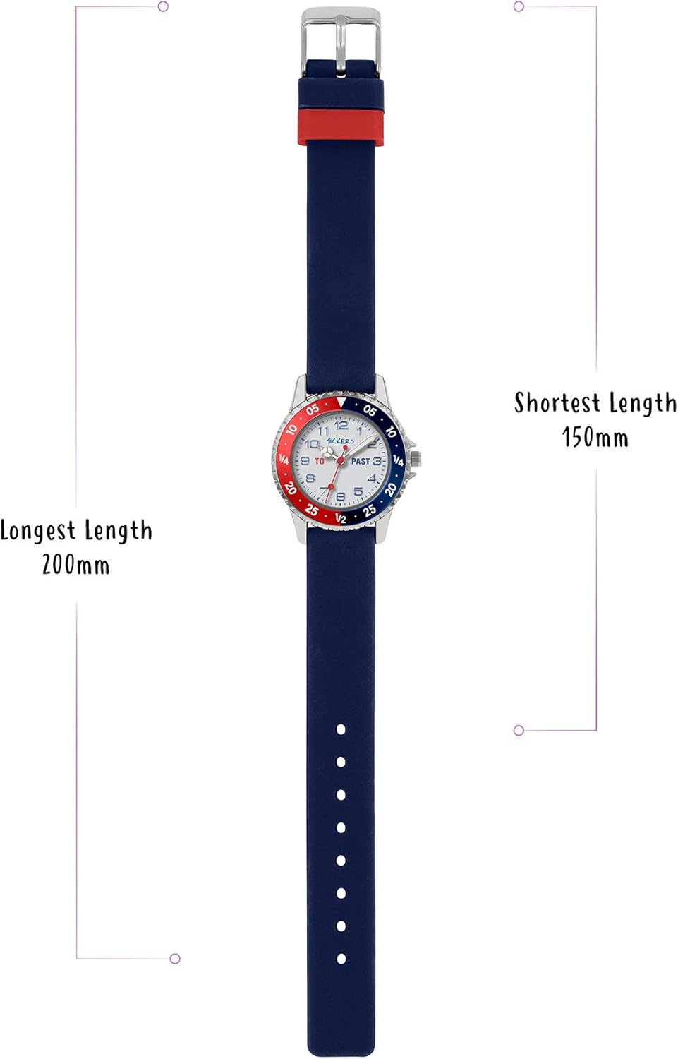 Tikkers Boys Navy Silicone Strap Time Teacher Watch ATK1040