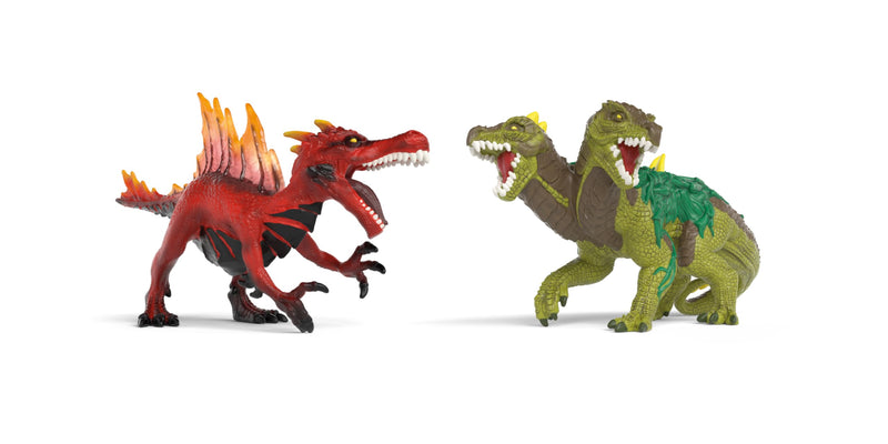 SCHLEICH Eldrador Creatures - 2PC Lava vs Jungle World Playset with Fire Dinosaur and Jungle Lizard - Fun Durable Monster Toys for Boys and Girls - Beast Fantasy Toys for Kids Ages 7+ | 70834