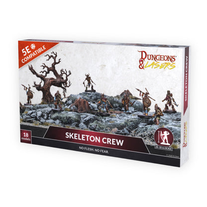 Dungeons & Lasers Skeleton Crew DND Miniatures - 18 Model Set - 5e Compatible 32mm Scale - Assembly and Painting Required - for 14 Years +