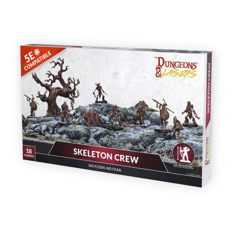 Dungeons & Lasers Skeleton Crew DND Miniatures - 18 Model Set - 5e Compatible 32mm Scale - Assembly and Painting Required - for 14 Years +
