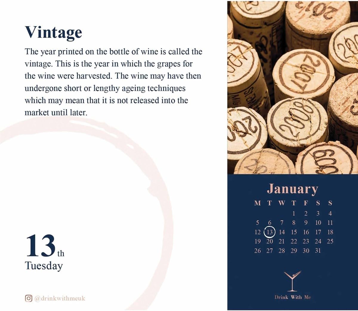 Wine Wisdom 2026 Easel Desk Calendar