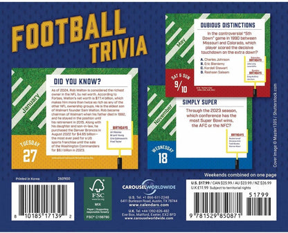 Football Trivia Box Calendar 2026