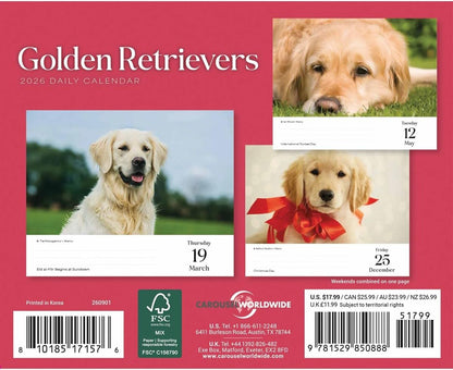 Goldens Retrievers Box Calendar 2026