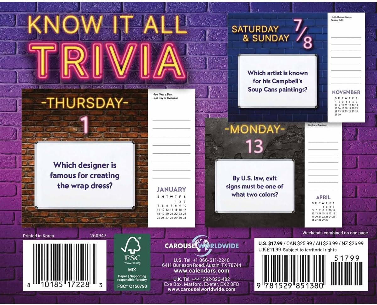 Knowitall Trivia Ec Box Calendar 2026