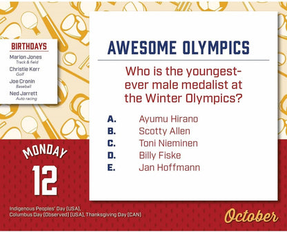 Daily Sports Trivia Box Calendar 2026