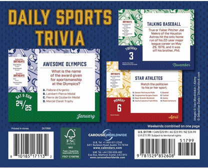 Daily Sports Trivia Box Calendar 2026