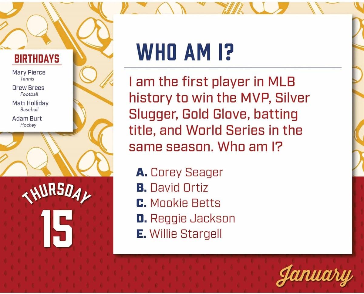 Daily Sports Trivia Box Calendar 2026