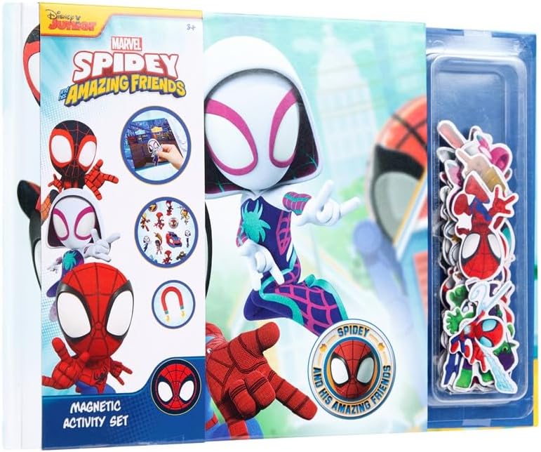 Disney Junior Spidey and His Amazing Friends Magnetic Activity Book, 29 Magnets, Interactive Play, Creative Fun, Great for Travel