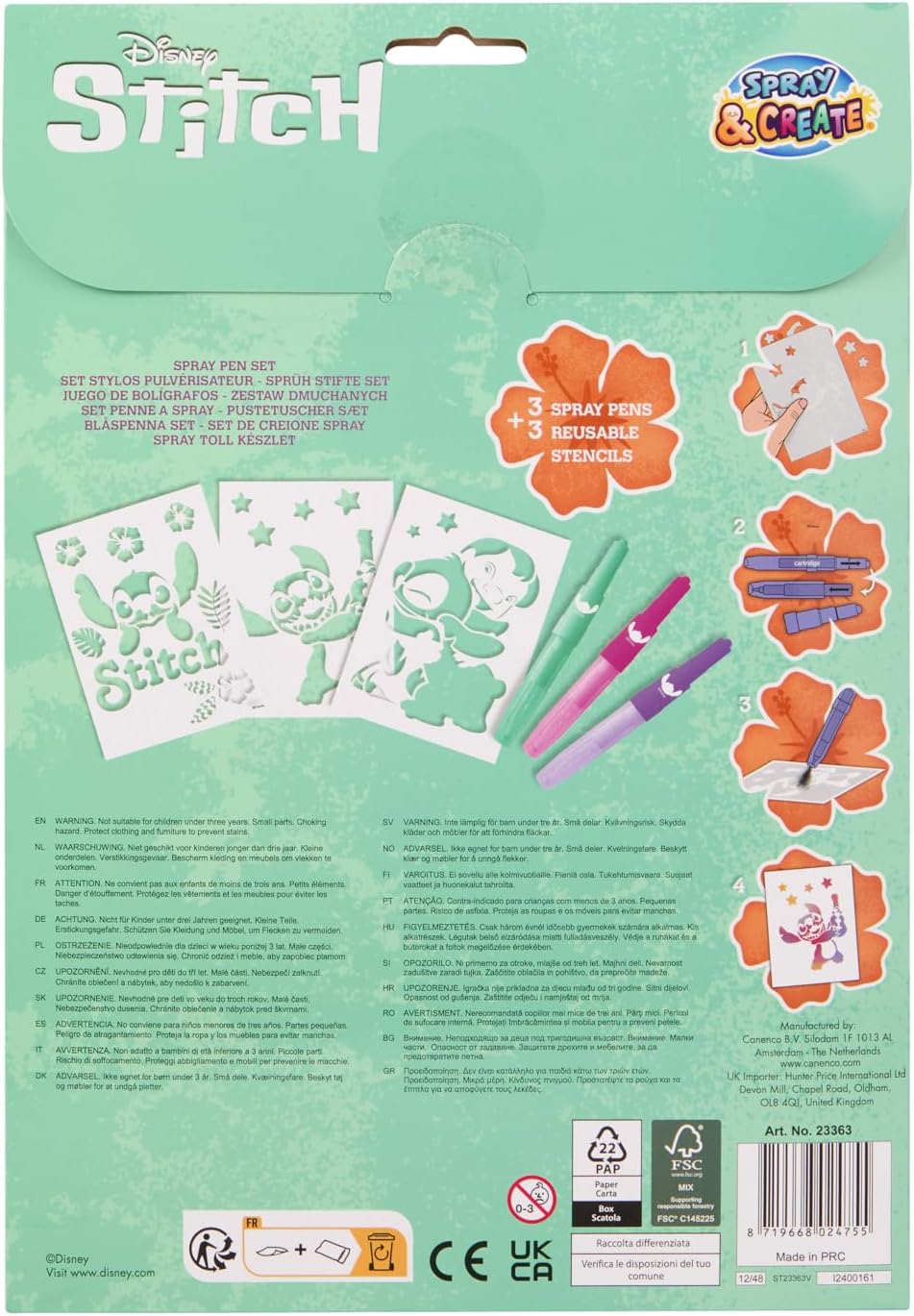 Canenco - Stitch Blaaspennen met 3 Sjablonen Set