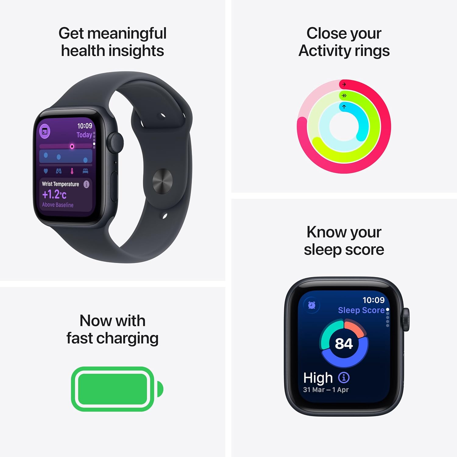 Apple Watch Se 3 Gps 44Mm Midnight Aluminium Case With Midnight Sport Band - S/M