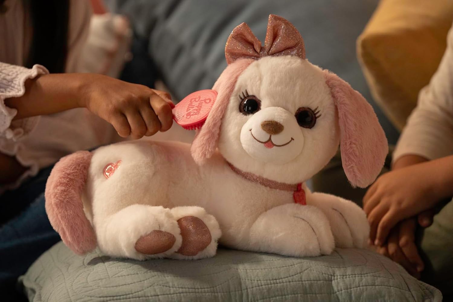 Gipsy Toys - Interactive Plush Toy Puppy Bella - 30 cm - Pink and White - Sold in a Gift Box