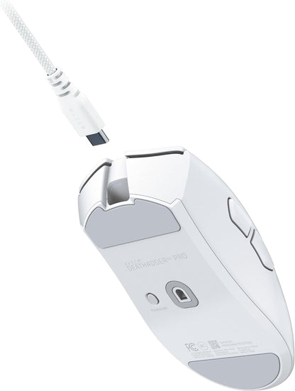 Razer DeathAdder V4 Pro - Ultra-lightweight Wireless Ergonomic Esports Mouse - 57g - 2,4 Ghz Hyperspeed - Focus Pro 45K Sensor - 8K Hz Polling - Optical Switches Gen-4 - PC/Mac | White