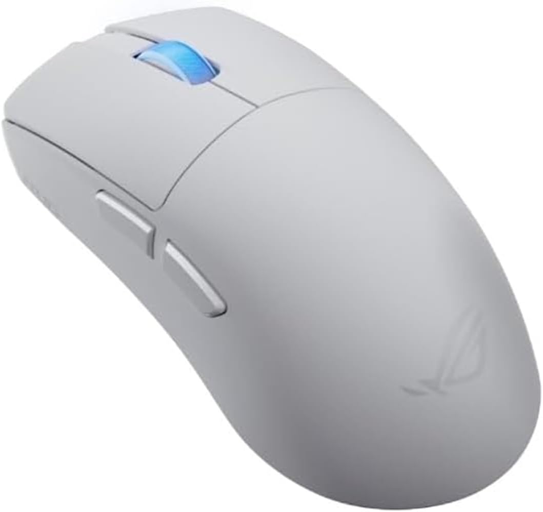 ASUS ROG Harpe II Ace, Mouse Gaming Wireless, Sensore Ottico AimPoint Pro 42K, Polling 8K, Tasti Ottici, 5 Pulsanti Programmabili, Progettato per Giochi FPS, Solo 48 g di Peso, Simmetrico, Bianco