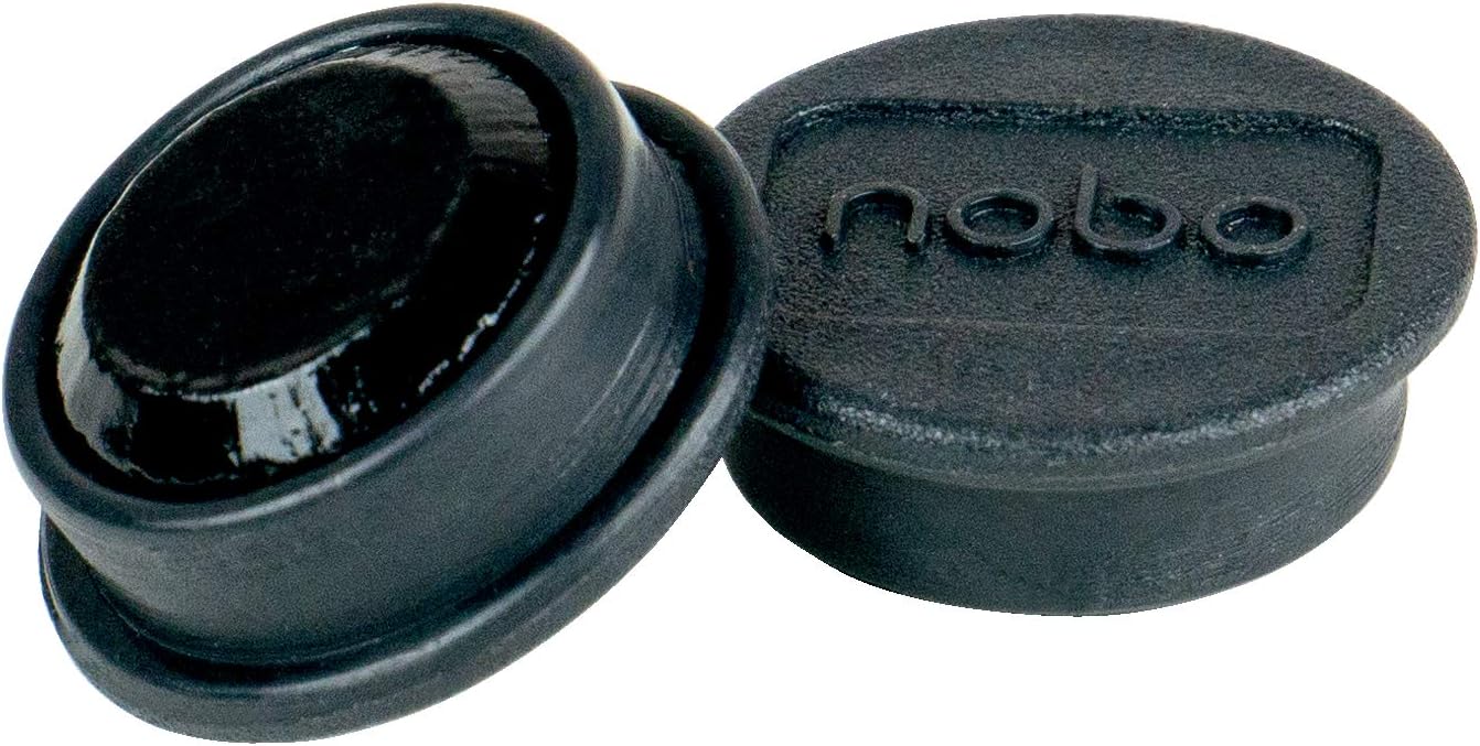 Nobo Magneti per Lavagna Bianca Magnetica, Diametro 20 mm, Confezione da 8, Nero, 1901440