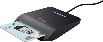 Trust Primo USB-C Smart ID Card Reader DNI, FIPS 201 / TAA and ISO 7816 Class A/B/C Compliant, 100cm Cable, Secure Login, USB Card Reader Compatible with Windows/Mac, Personal Identification
