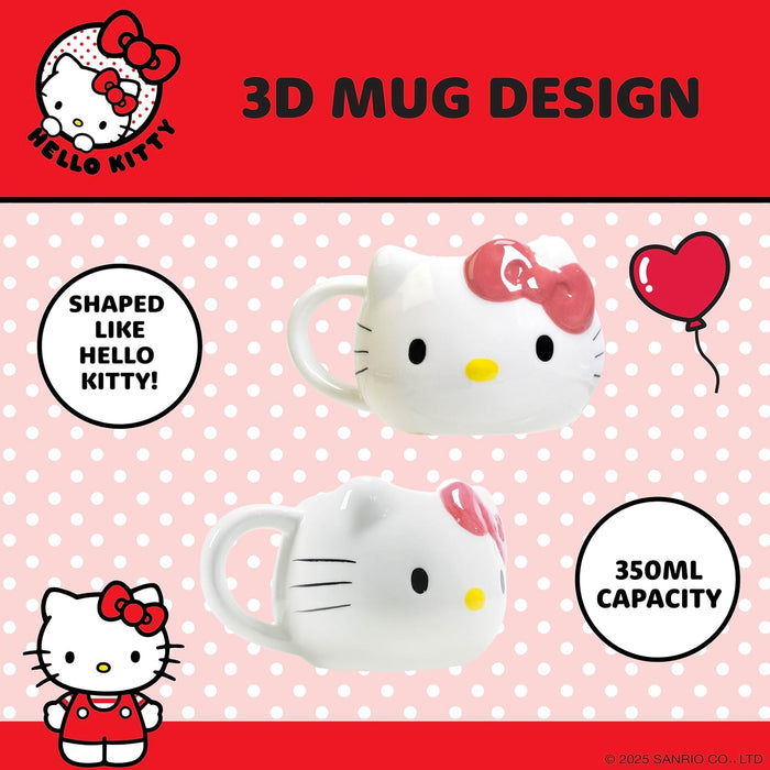 Blue Sky Studios Hello Kitty 3D Mug & Sock Set, 350 ml Porcelain Mug, Size 4-7 Kawaii Socks, Gift Set for Girls