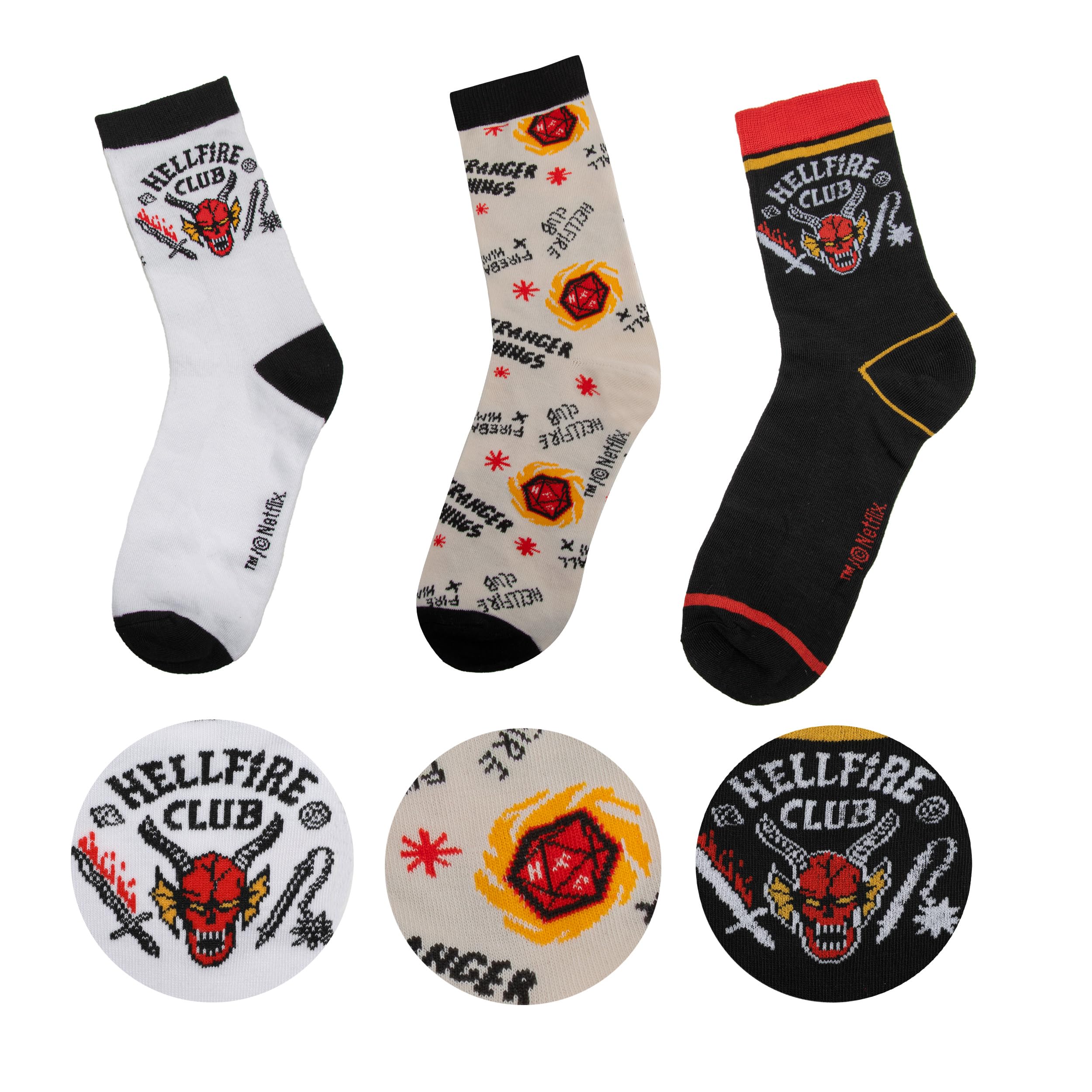 Stranger Things: Hellfire Club Set Of 3 Socks