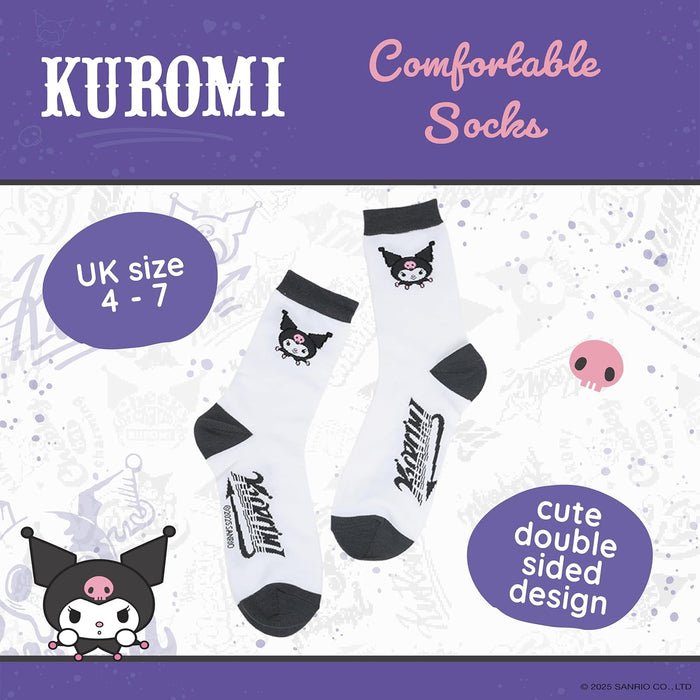 Blue Sky Studios Kuromi 3D Mug & Sock Set, 350 ml Porcelain Mug, Size 4-7 Kawaii Socks, Gift Set for Girls, Hello Kitty & Friends