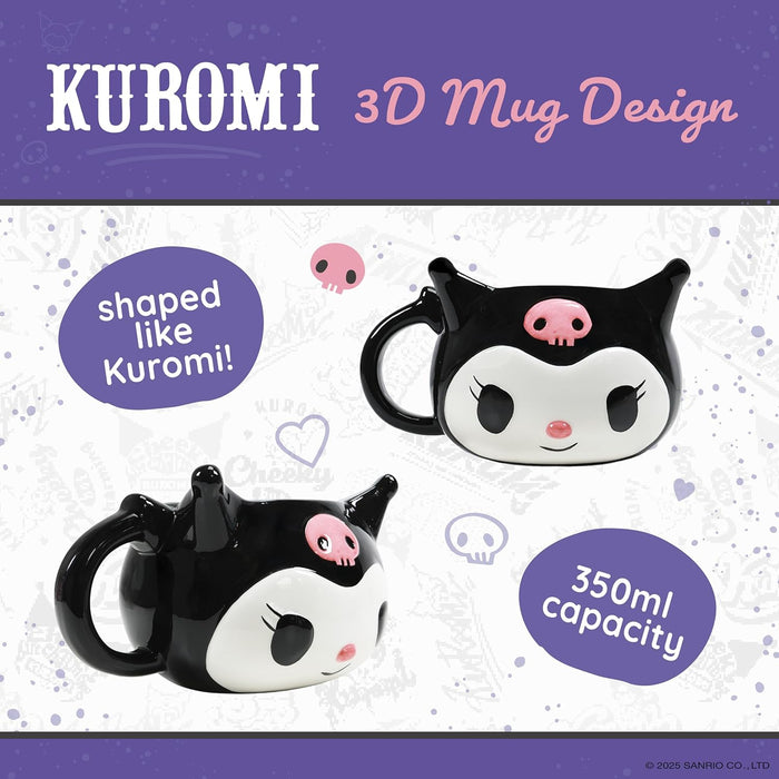 Blue Sky Studios Kuromi 3D Mug & Sock Set, 350 ml Porcelain Mug, Size 4-7 Kawaii Socks, Gift Set for Girls, Hello Kitty & Friends