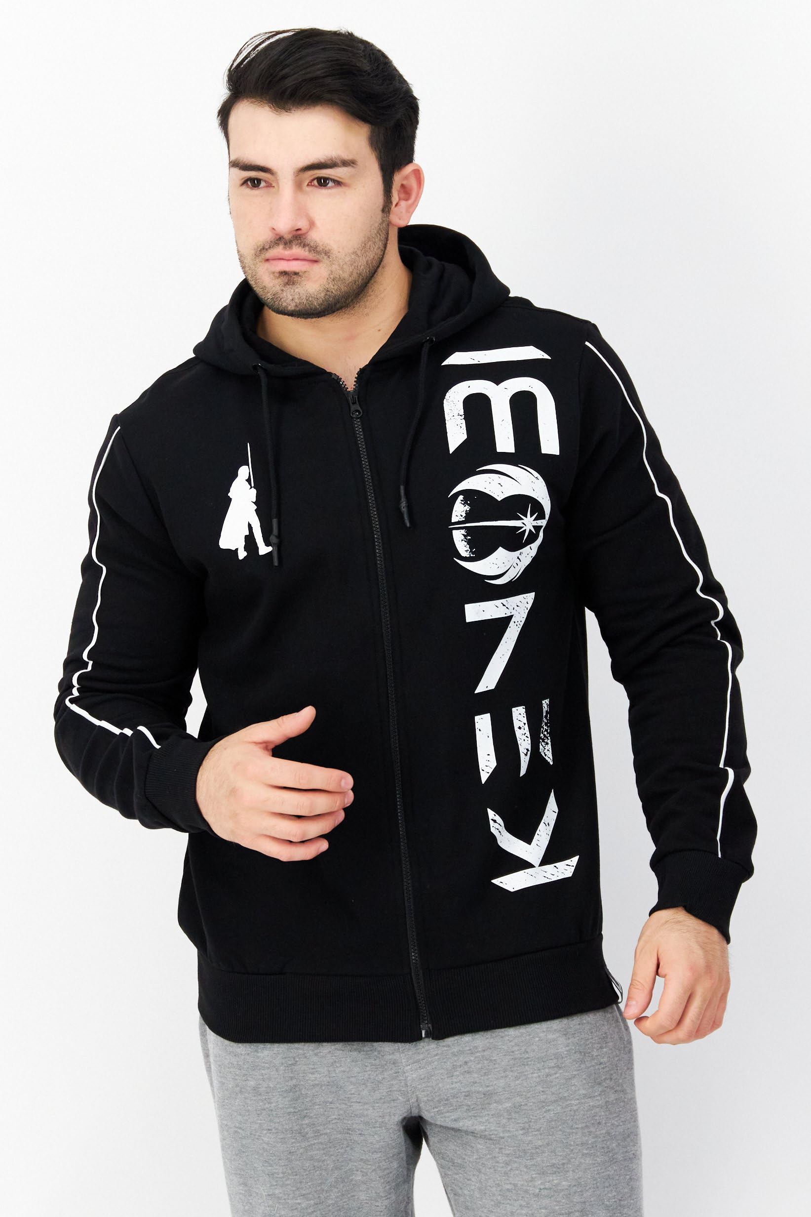 Star Wars: Obi Wan Kenobi - Zipper Black (Felpa Con Cappuccio Unisex Tg. Xl)