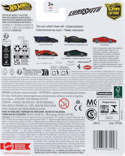 Hot Wheels Premium Car Culture Collectible Toy Car, 1:64 Scale Die-Cast Bugatti Bolide, Eurospeed Vehicle with Real Riders Tires, JBK79
