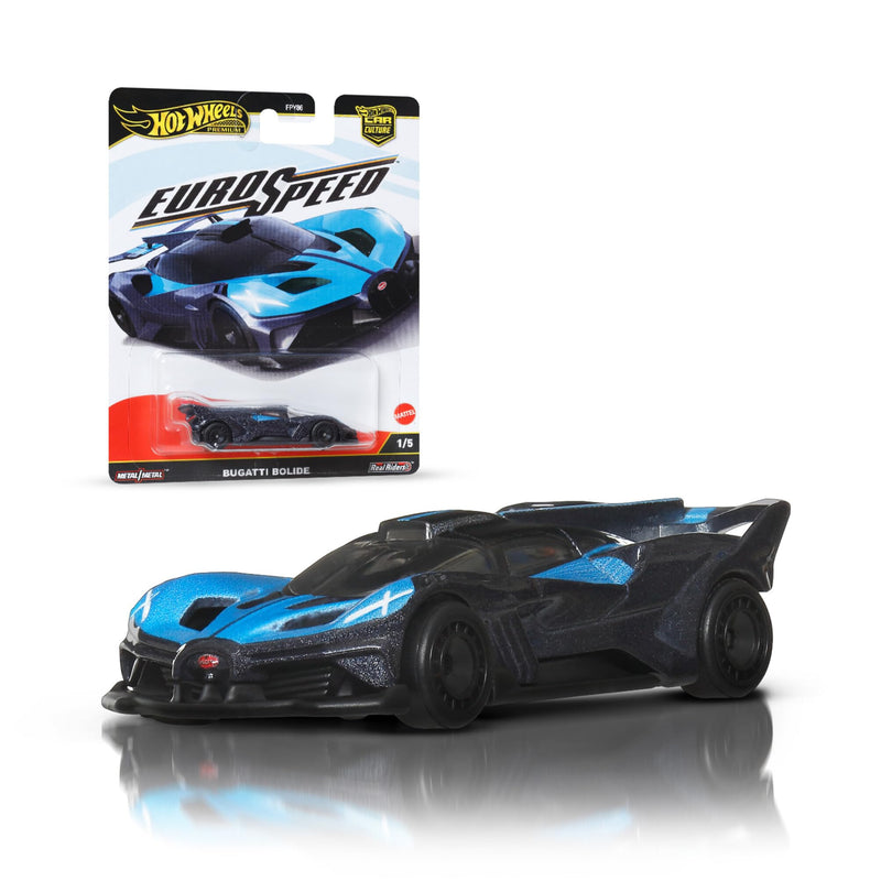 Hot Wheels Premium Car Culture Collectible Toy Car, 1:64 Scale Die-Cast Bugatti Bolide, Eurospeed Vehicle with Real Riders Tires, JBK79