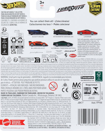 Hot Wheels Premium Car Culture verzamelbare speelgoedauto, schaal 1:64 gegoten Pininfarina Battista, Eurospeed voertuig met Real Riders banden