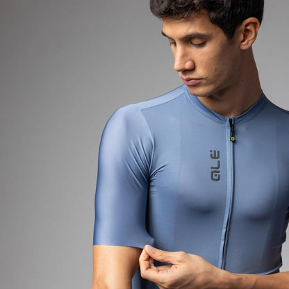 Alé Cycling Men's Pragma Colour Block Short Sleeve Cycling Jersey, Steel Blue, S