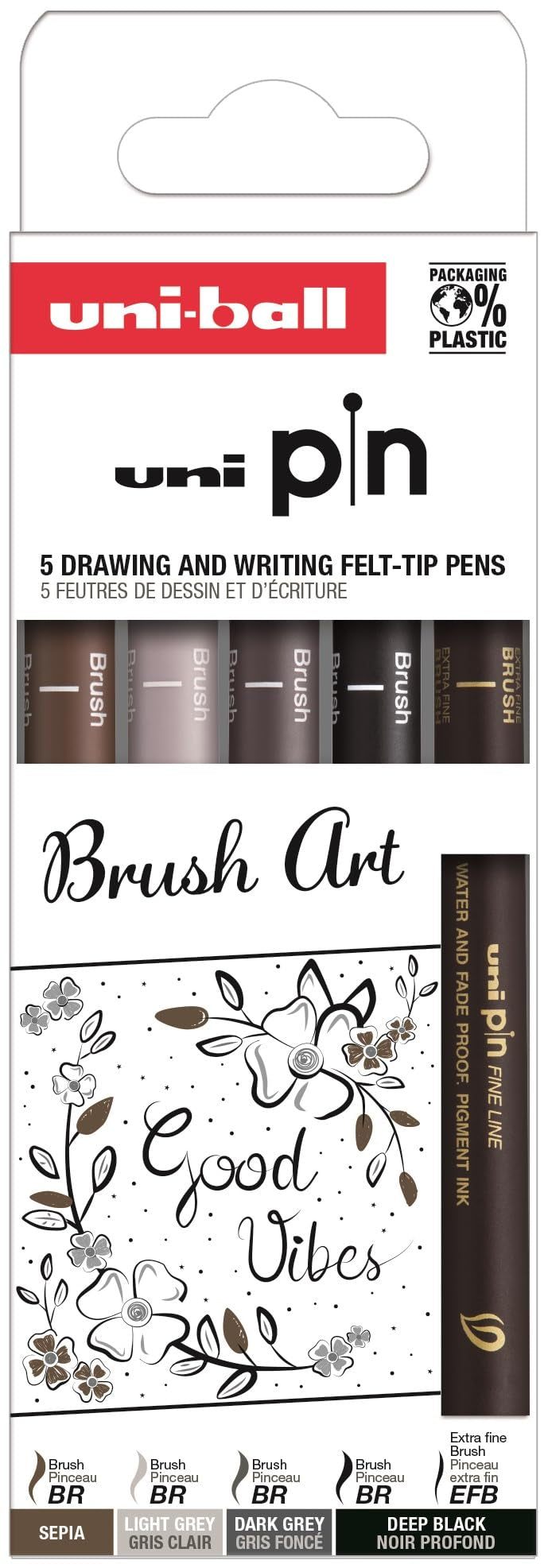 Uni-Ball - Pin Set 5Pcs - Brush Art (401246)