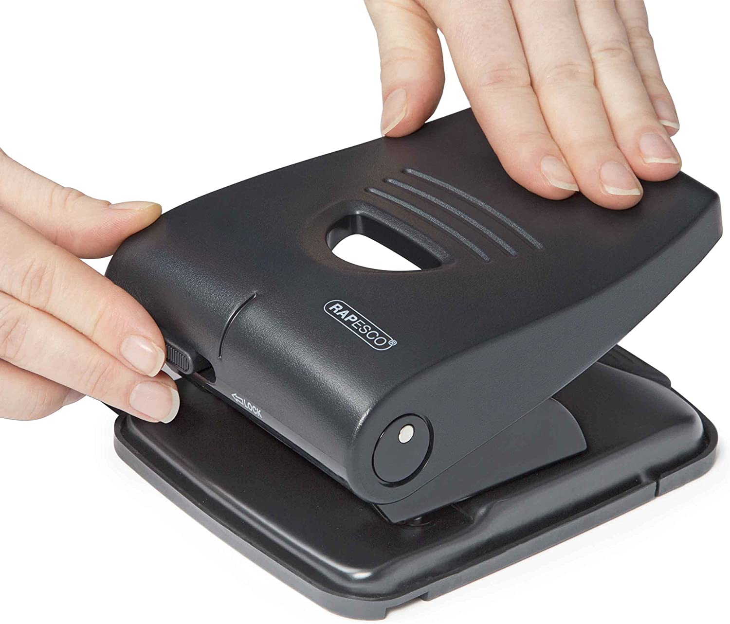 Rapesco PF835PB2 Germ-Savvy Antibacterial, 835-P Heavy Duty 2-Hole Punch, 40 Sheet Capacity